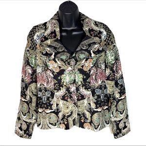 Vtg 1990s Mary Bays Victoria Royal 4 Jacket
Silk blazer floral sequins beaded